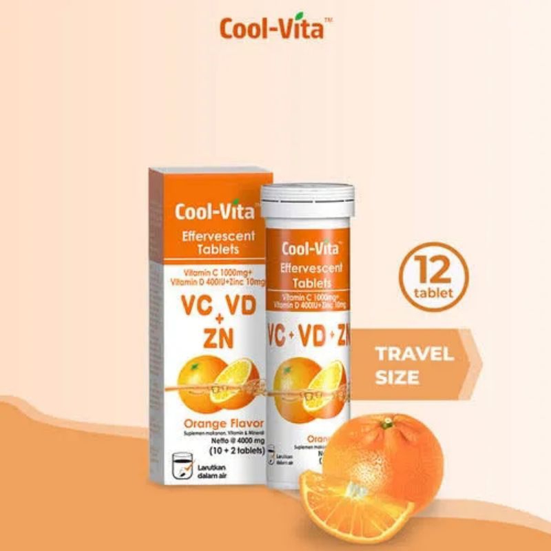 COOL-VITA VITAMIN C1000mg, VITAMIN D &amp; ZINC EFFERVESCENT TABLET 12'S