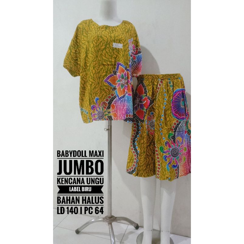 Babydoll Maxi jumbo Kencana Ungu label biru