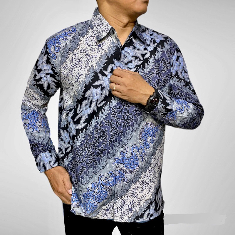 ABU MOTIF TERBARU,Couple ayah dan anak warna abu abu lapisan furing hero,Kemeja batik Premium,Batik Solo,Kemeja Jumbo