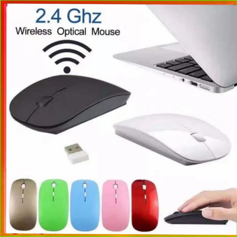 MOUSE WIRELESS OPTIKAL / MOUSE RECHARGEABLE model SLIM mirip mac aplle