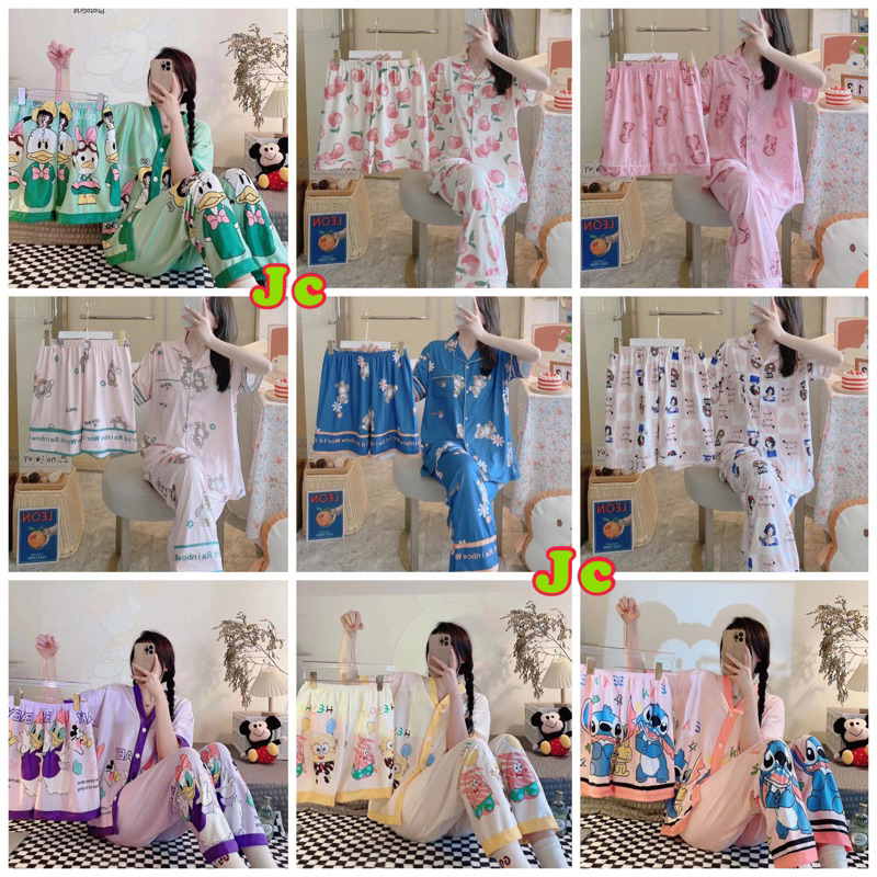 JC- BAJU TIDUR SET 3in1 Import / Piyama Set 3in1 Import / Piyama kancing Kerah import / Set 3in1 piyama Import Imlek terbaru