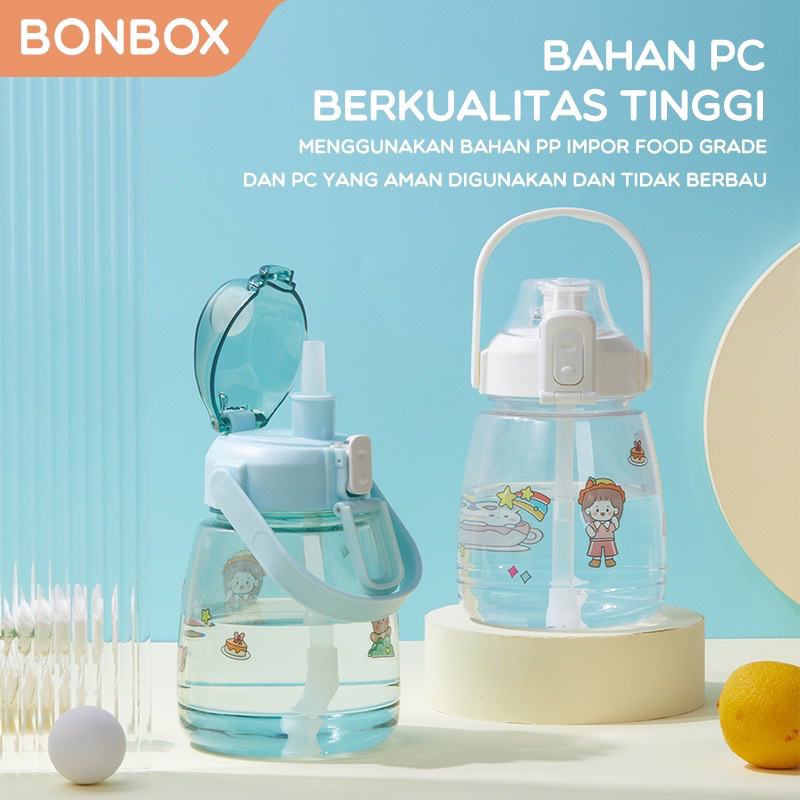 Bonbox BC60 BC70 Botol Minum Motivasi 2 Liter 2000ml1400ml Jumbo Tumblr Portable Sport Air Plastik Bening Handle Botol Minum VIral