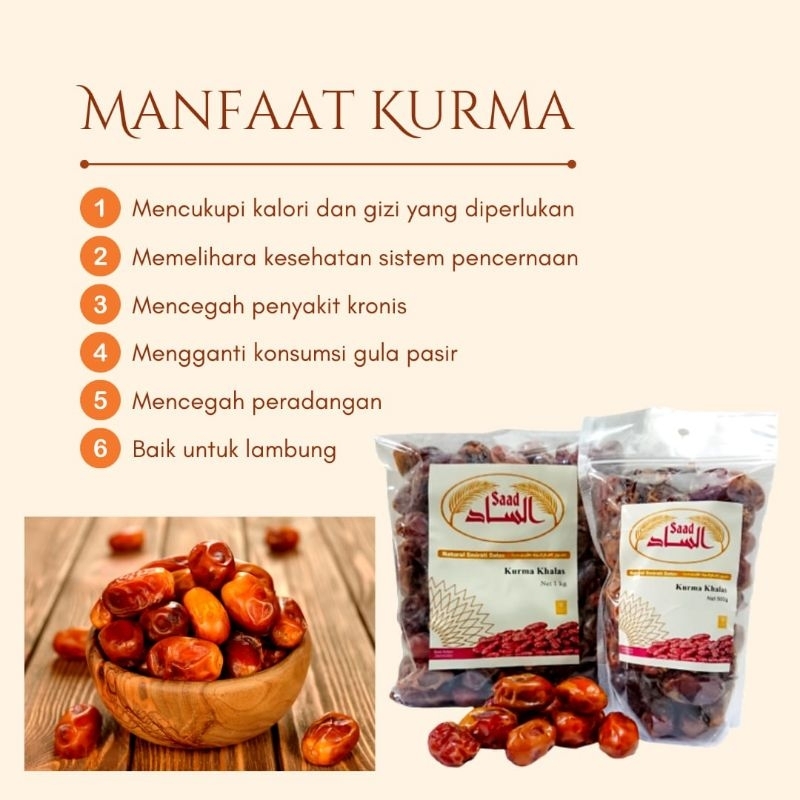 

Kurma Saad Khalas 1 Kg dan 0.5 kg Al-Saad Dates