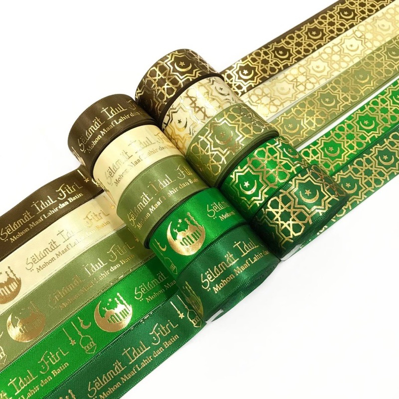 

[PER ROLL] Pita Satin Hampers Idhul Fitri Per Roll 1 inch 2.5cm - Pita Sablon Eid Mubarak - Pita Satin Ramadan - Pita Lebaran