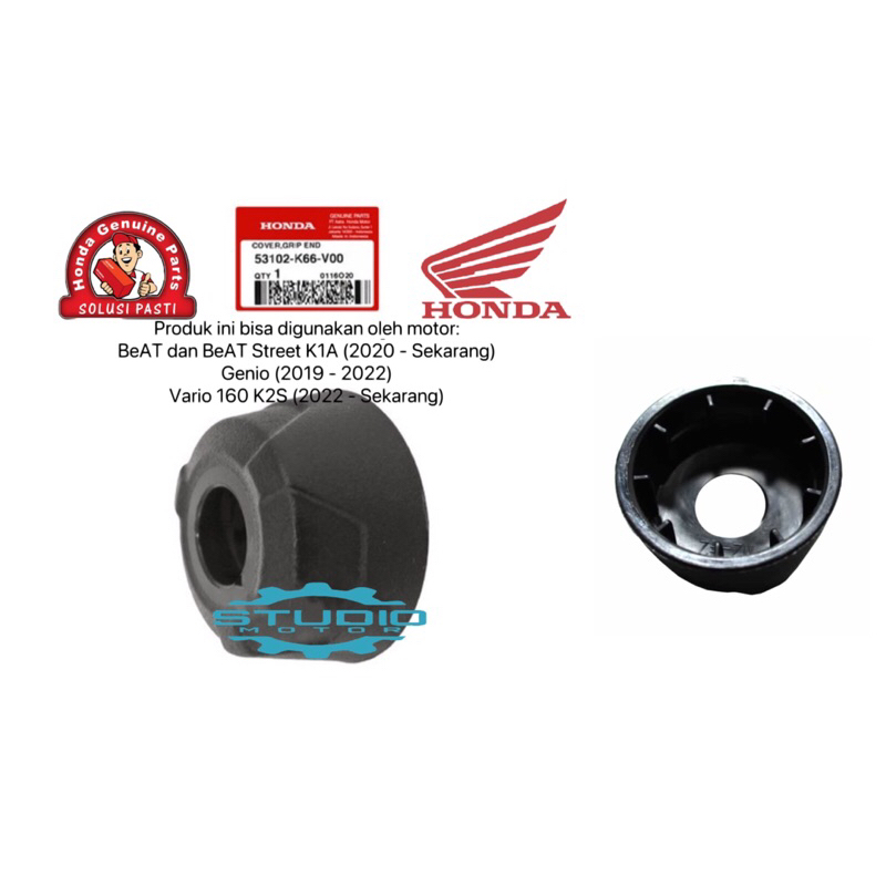 53102K66V00 JALU STANG KEMUDI Cover Grip End BEAT STREET LED GENIO VARIO 160 ORI AHM 53102-K66-V00