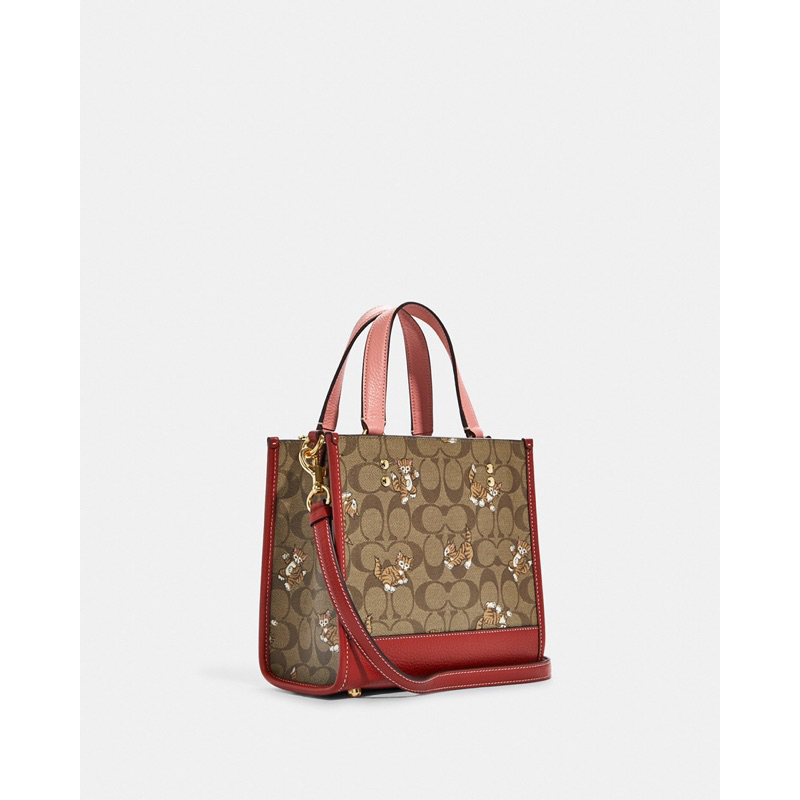 Coach Dempsey Tote 22 In Signature Canvas With Dancing Kitten Print (CC424)