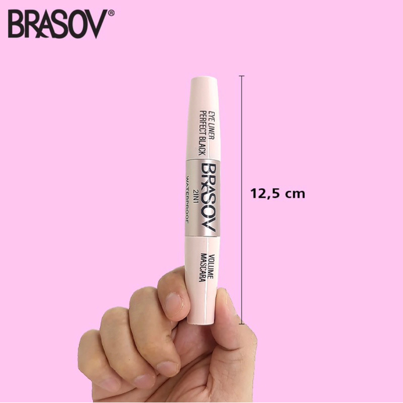 Brasov 2 in 1 Volume Mascara &amp; Eyeliner Perfect Black Waterproff