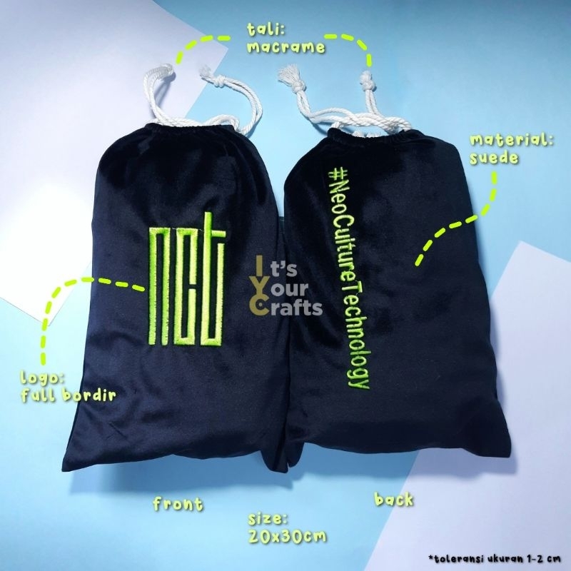 NCT LIGHTSTICK POUCH SUEDE Ver 1 Ver 2 | Fanlight Pouch NCT Unofficial | Itsyourcrafts