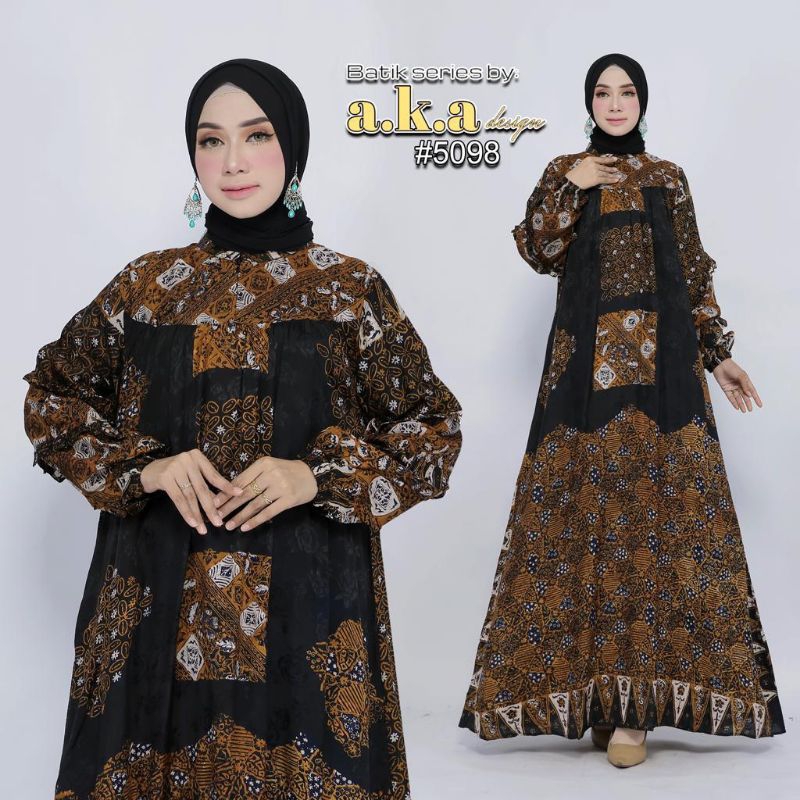 [5098] Gamis batik baby premium/semi sutra resleting depan tangan karet//Kode AKA