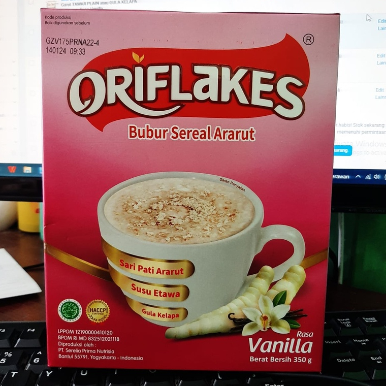 

KEMASAN BARU ORIFLAKES Maag Asam Lambung & Gerd Makanan Sarapan Sereal Pati Umbi Garut 350 gram Rasa Vanilla