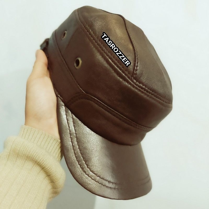 Topi komando kulit asli model 2 lubang sisi kanan kiri