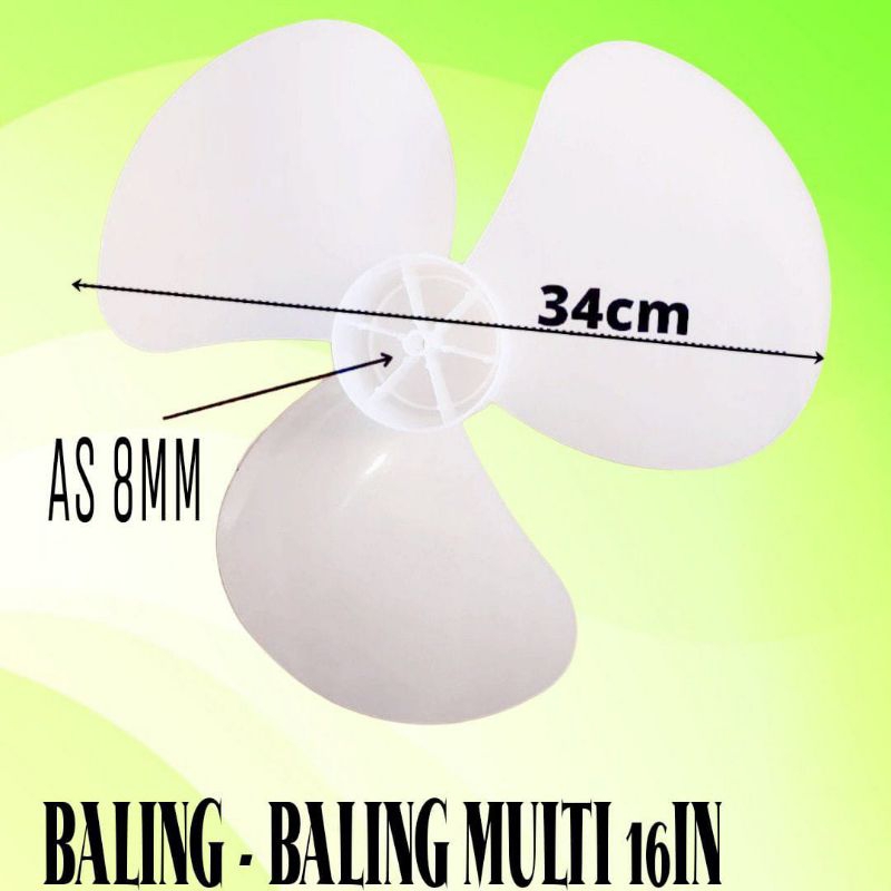 Baling-Baling 12 &amp; 16 inch MULTI  PLASTIK  Model Kipas Angin