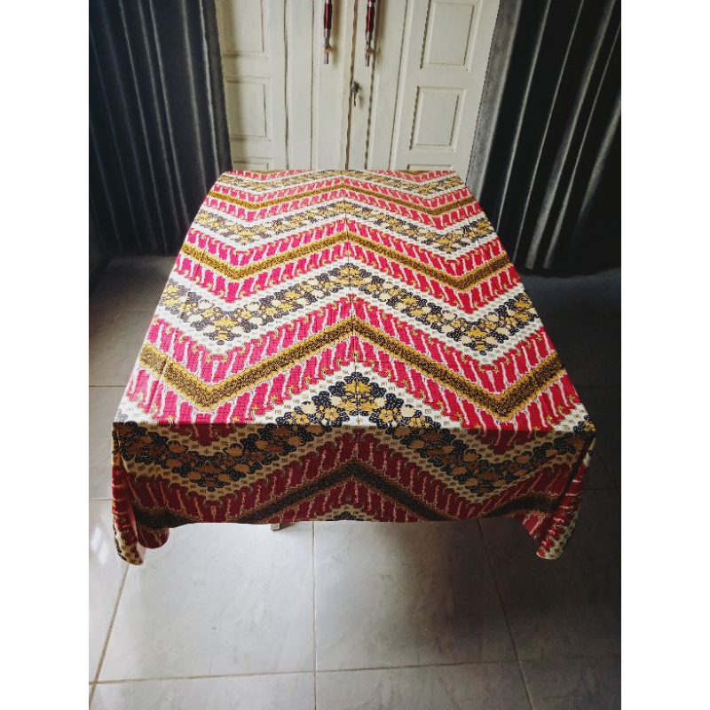 Taplak meja makan anti air waterproof 4 - 6 kursi Plastik PVC persegi panjang motif batik