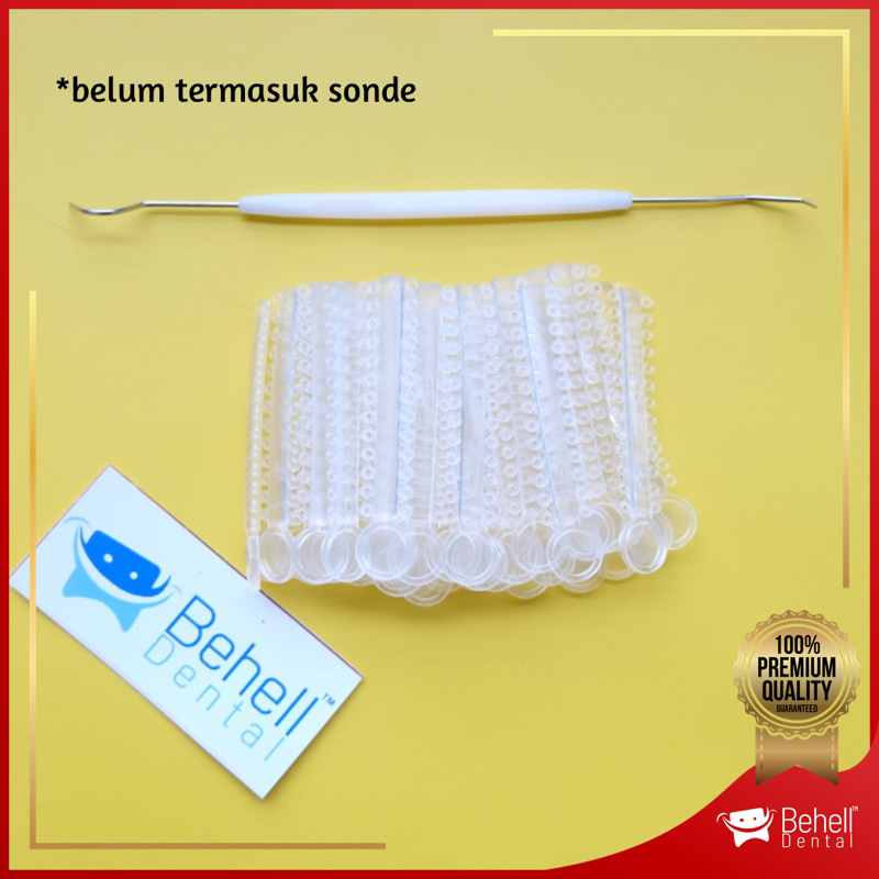 1 PACK KARET BEHEL ISI 40 PICS TEBAL -  KARET BEHEL MOTIF POWER O PREMIUM ORIGINAL Warna TRANSPARAN CLEAR BENING  - Ligature Ties Tie - Dental Rubber Band Elastis Braces Ortho Orthodontik Orthodontics Kawat Gigi Behelldental