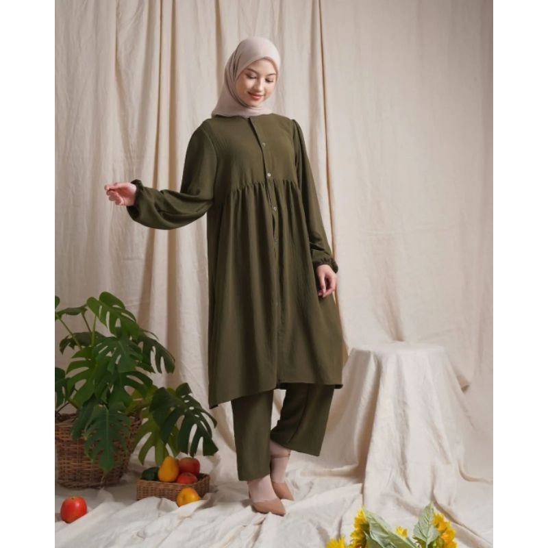 Safi One Set Tunik Bahan Airflow Crinkle