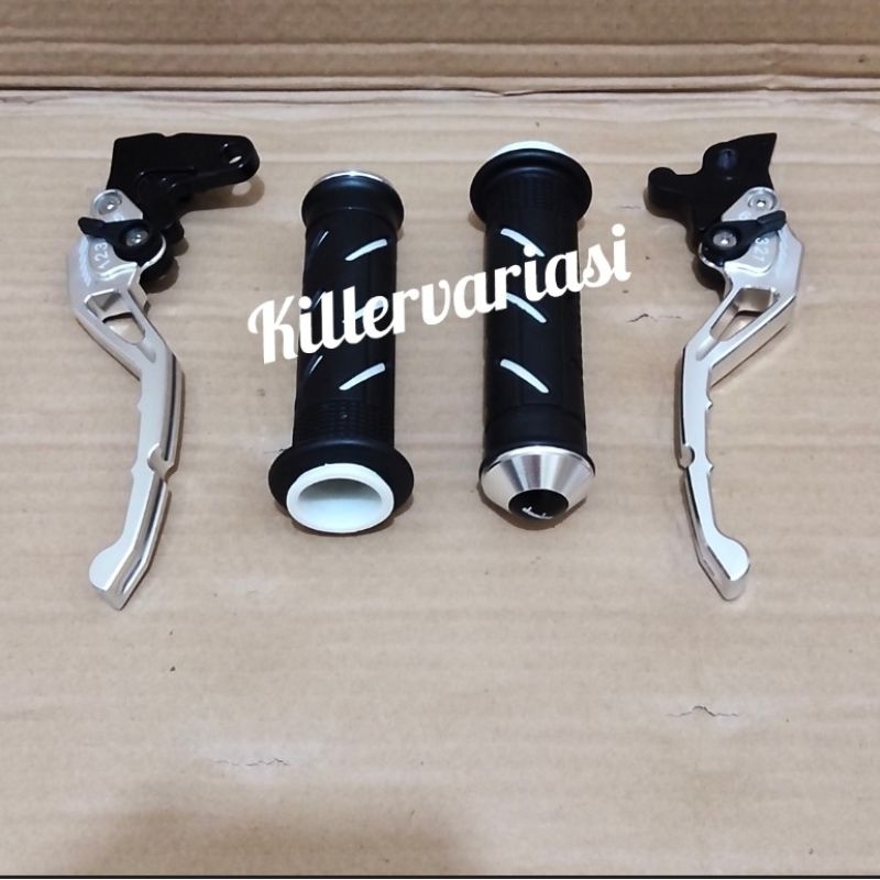 paket handle rem Mio Mio sporty Mio soul karbu handle rem kiri kanan + handgrip Jalu cnc sesuai foto harga sepaket