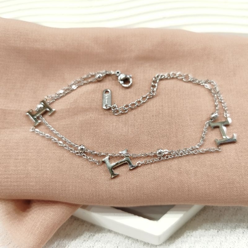 Gelang Rantai Titanium Asli Fashion Korea Unik Anti Karat &amp; Alergi Silver H