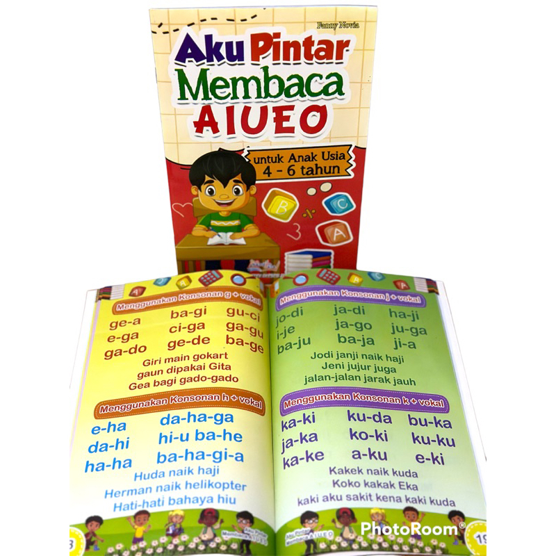 Buku Anak Aku Pintar Membaca AIUEO Untuk Anak Usia 4-6 Tahun Full Colour