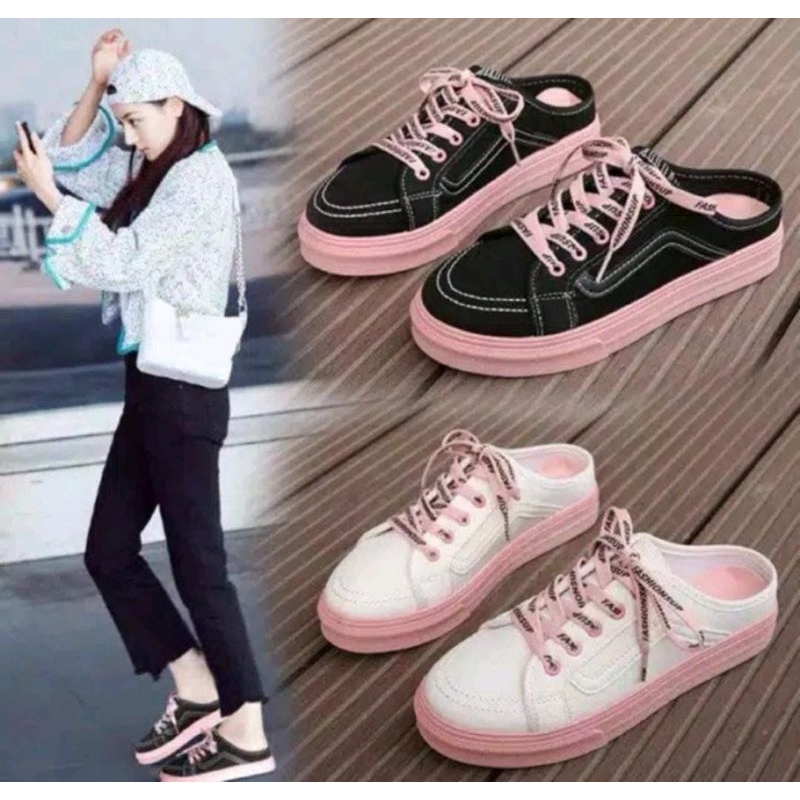 Sepatu Sneakers Wanita Fashion Selop Bapau