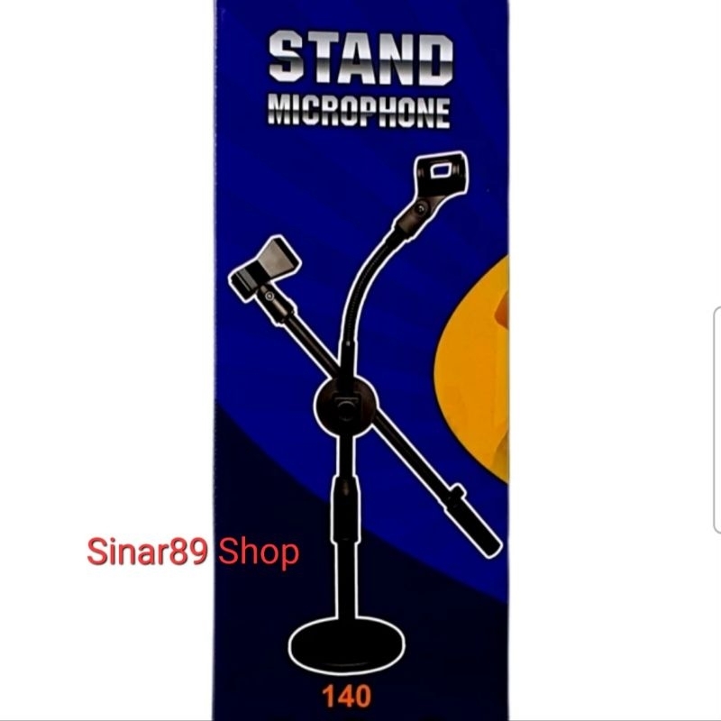 Stand Mic Meja Double Mic Import, Full Besi.