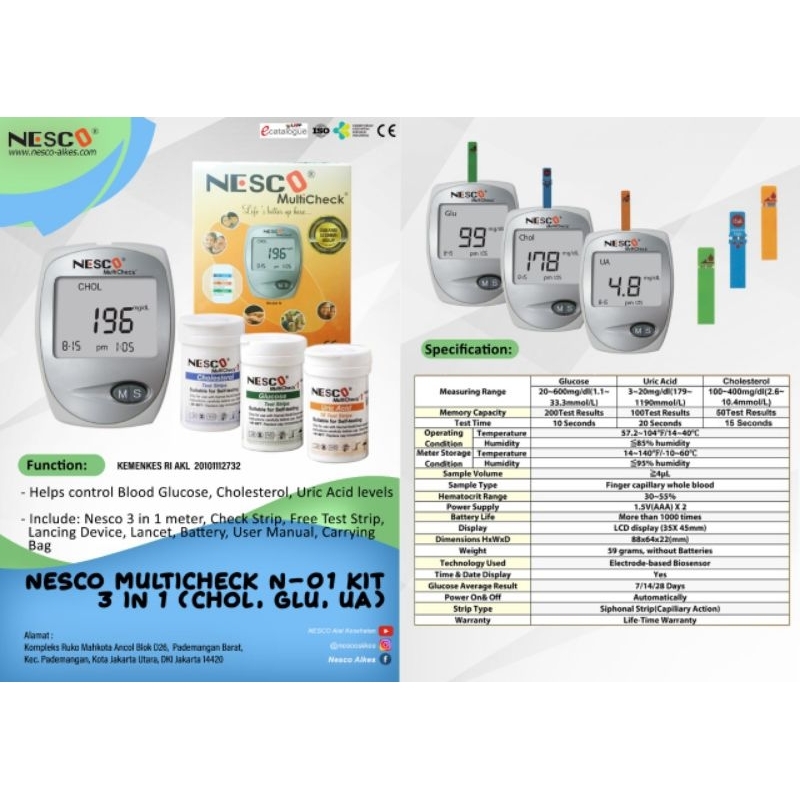 ALAT NESCO GCU/test gula darah nesco gcu