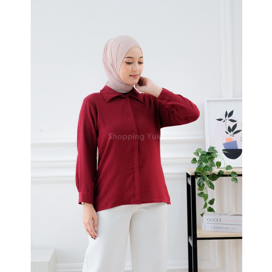 Blouse Rayon Crinkle Premium ( DIJAMIN REAL PIC ) Atasan Wanita Casual Crinkle Blouse Kemeja Cringke