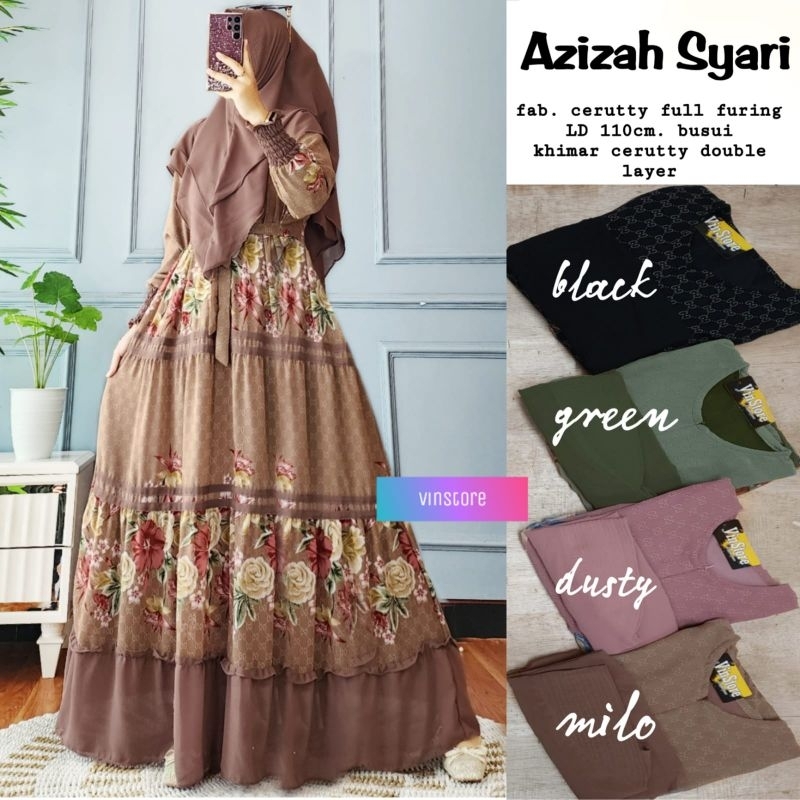 Azizah Syari by Vinstore Gamis Syari Set Khimar Ceruty