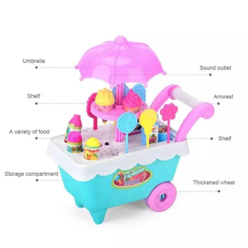 Mainan Anak Gerobak Es Krim Permen Keranjang Anak-anak DIY Play Set Makanan Penutup Trolley Mainan Puzzle / Mainan Edukasi Anak / Mainan Anak Laki Laki / Mainan Anak Perempuan SNI