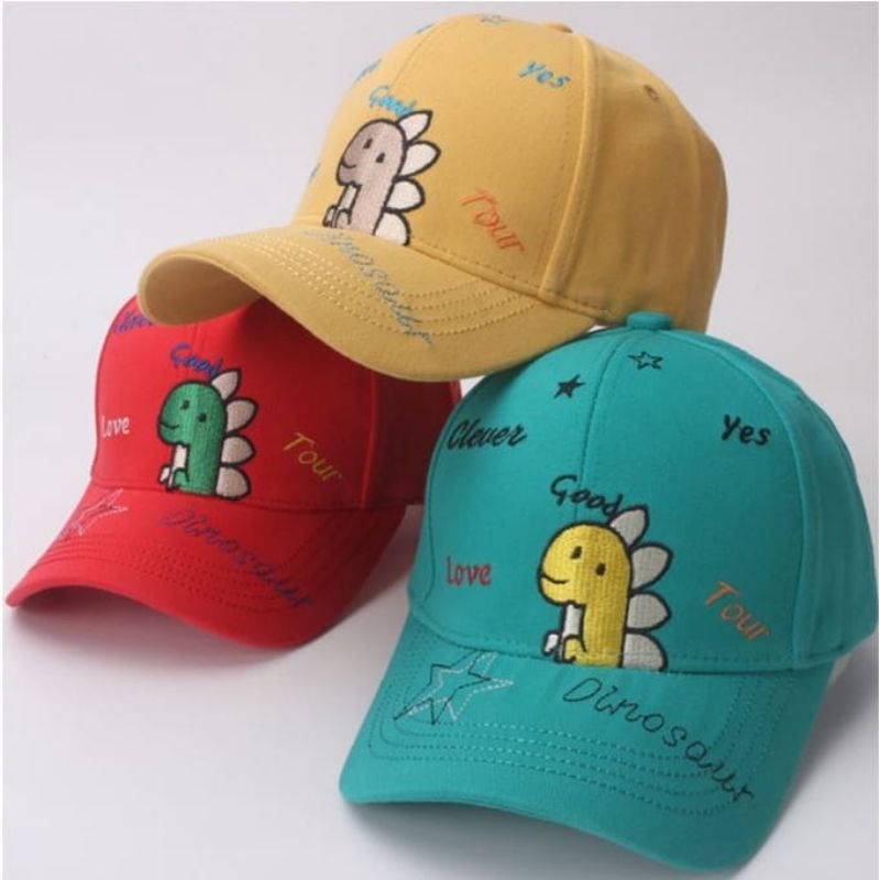 Topi Anak Baseball Dino Dinosaurus Bordir High Quality 2-7 tahun