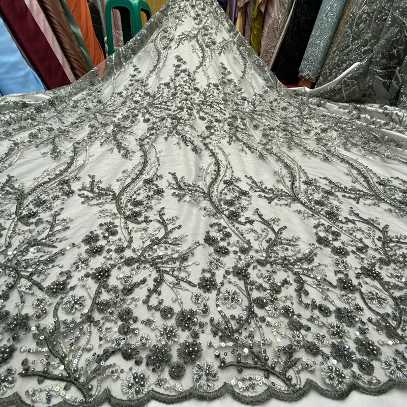 Tille payet korea vanuara/bakal kebaya tulle full payet mewah/bakal tulle full payet pengantin