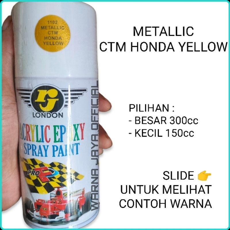 YELLOW HONDA METALLIC - Cat Kaleng Semprot Pilok Pilox Pylox RJ London Yellow Kuning Honda Metallic 