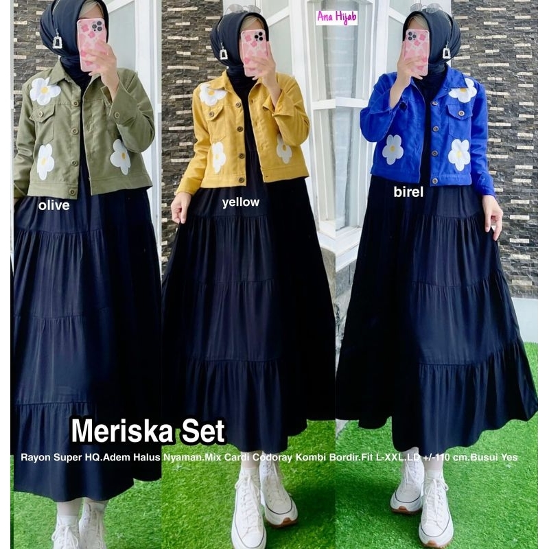 MARISKA SET TERUSAN DRESS MIDI OUTER CASUAL SETELAN MIDI OUTER JUMBO BAHAN RAYON SUPER OUTER CODORAY