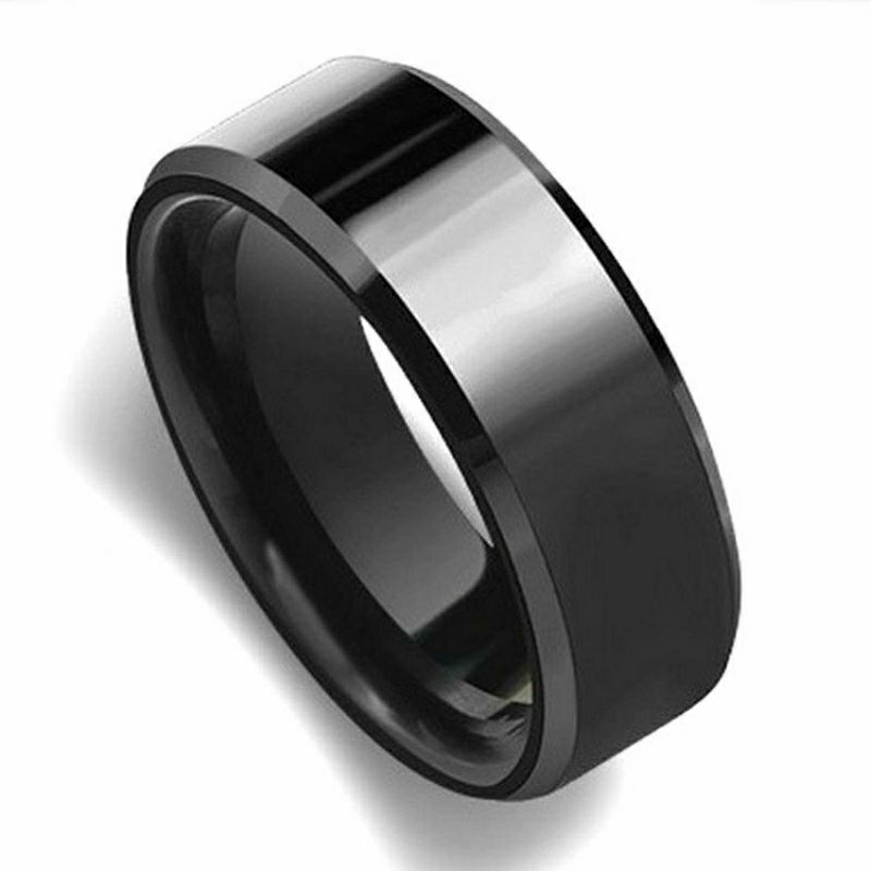 Cincin Couple Sisi Segi Hitam Titanium Stainless Steel Anti Karat Selamanya Fashion Ring Gaya Eropa Amerika Collosal Vintage Ring