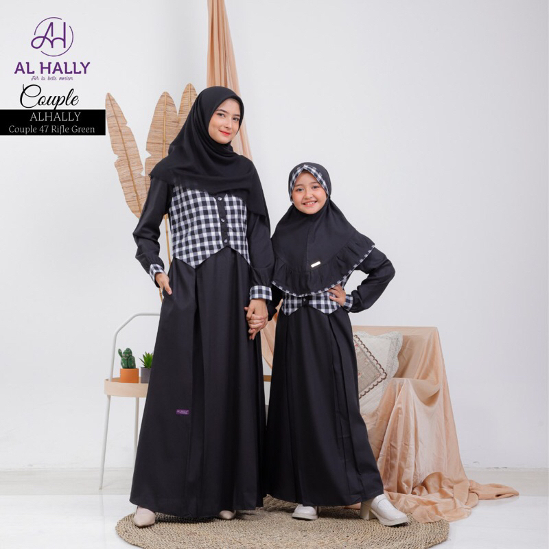 [COD] Terbaru Gamis Couple Ibu dan anak Al HALLY 44 Black dan Navy ORIGINAL || Best Seller || Bahan 