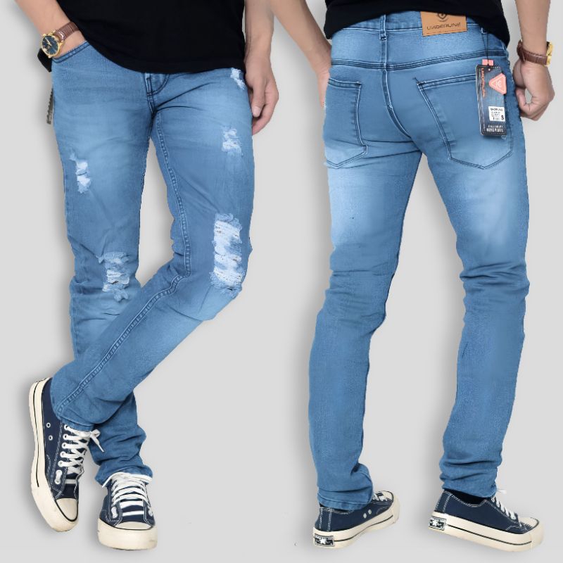 Mavia Pants - Celana Panjang Jeans Pria Sobek Remaja Distro Denim Dewasa Premium Warna Bioblits Keren Anti Luntur Lutut Skinny Ripped Pensil Levis Jumbo Big size Ukuran No 28 34 Terlaris Reguler Stretch Robek Bikers Pensil Slimfit Cowok Skinny Remaja