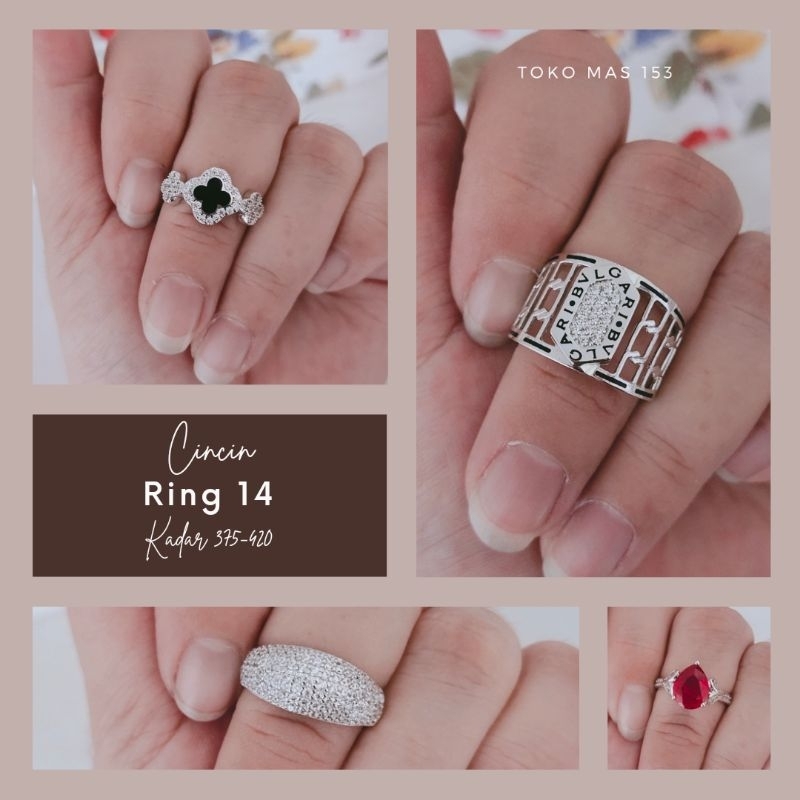 WAJIB TANYA STOK Realpic Cincin Emas Putih Asli Kadar 375 -420 | Ring 14 | Part 2