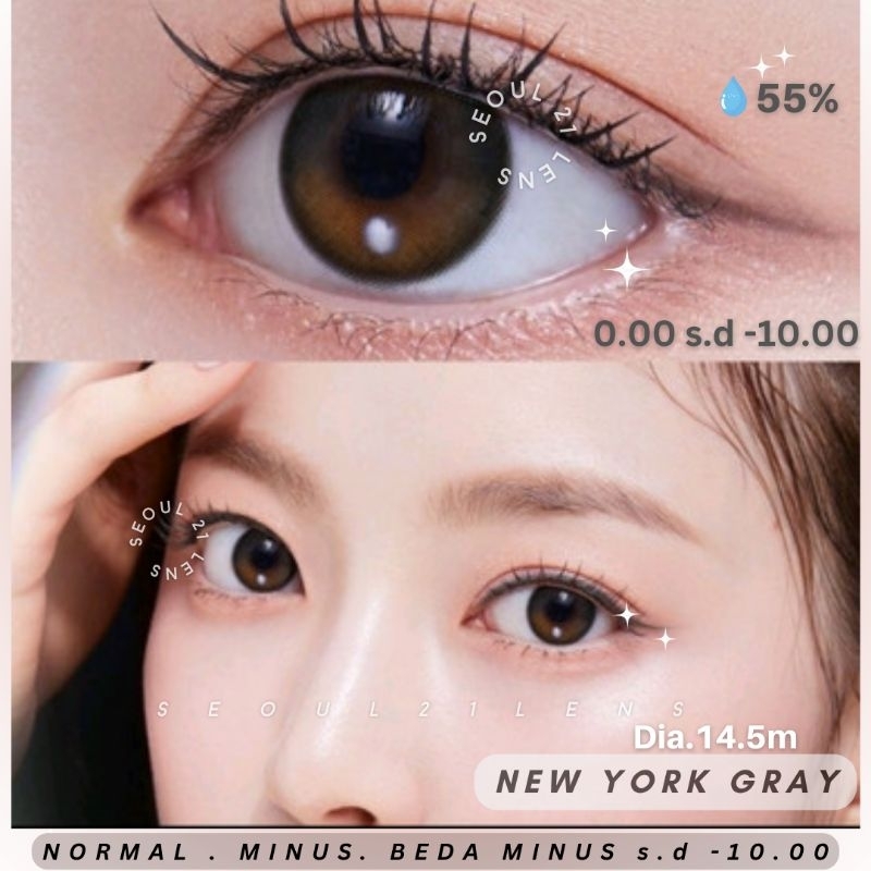 SOFTLENS FILTER NEWYORK GRAY GREY NORMAL BEDA MINUS  s.d -10.00 SOFLEN PREMIUM made in Korea