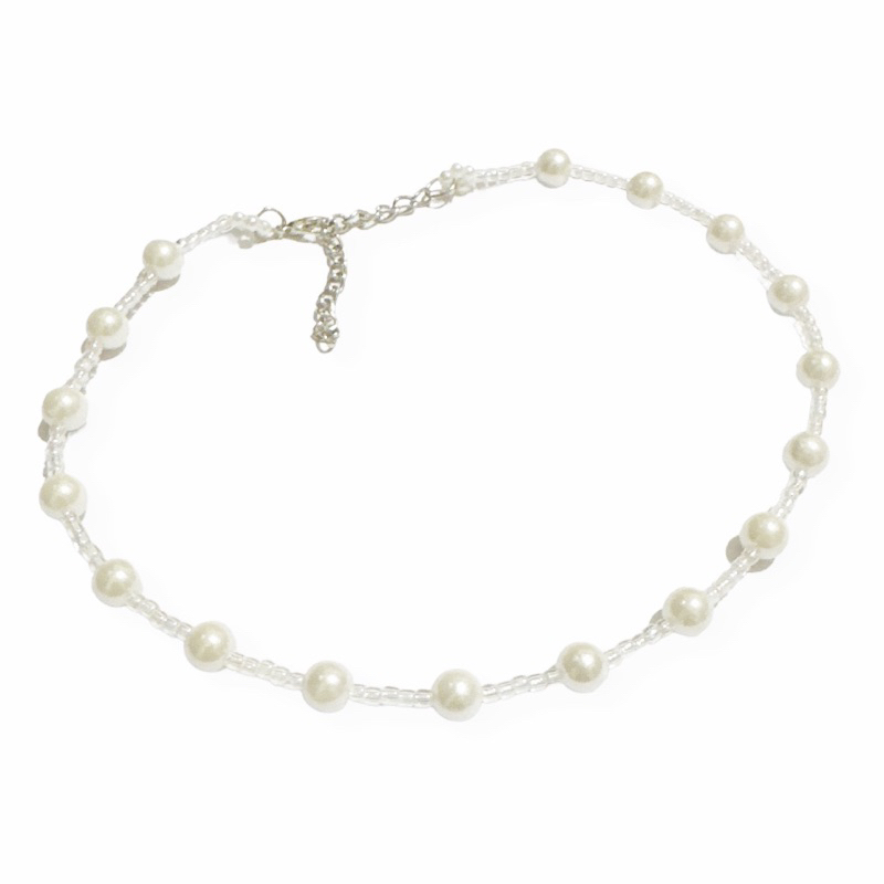 Bethany Korean Pearl Choker Glass Beads Necklace Kalung Mutiara Manik Glossy Gaya Korea Style