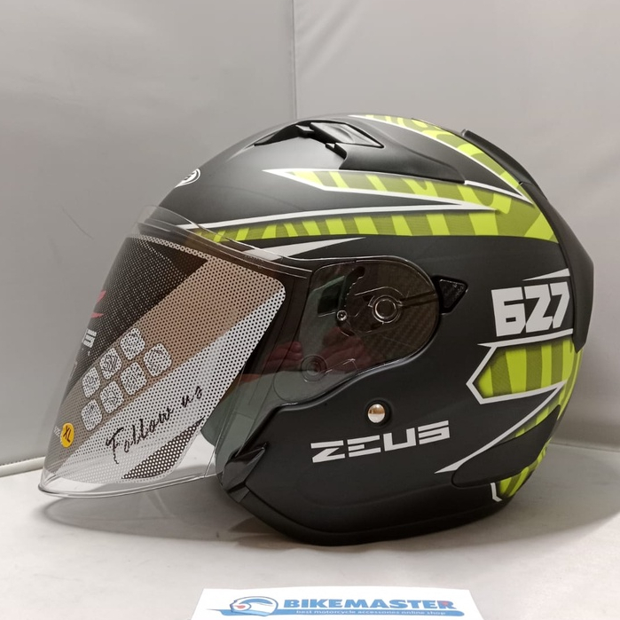 New Helm Zeus ZS-627 Matt Black BM7 Fluo Yellow Half Face
