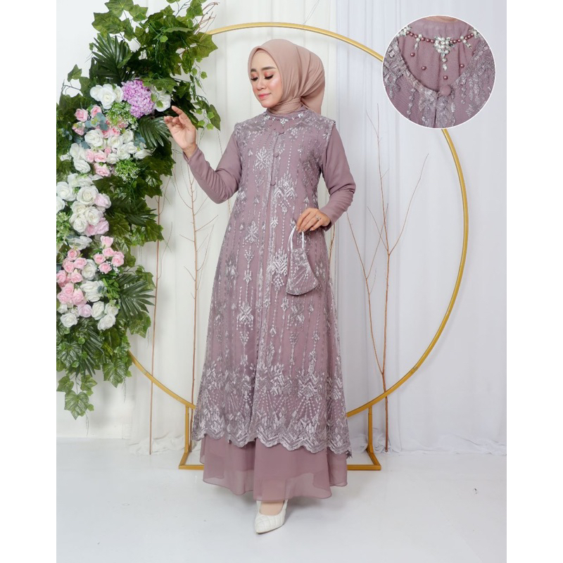 New Colection Dress Tille Mix Ceruty Premium Kombinasi Payet - Gamis Pesta Terbaru - Dress Pesta Wanita - Gamis kondangan - Dress Kondangan - Baju gamis terbaru - Baju dress terbaru - Gamis Modern - Dress Modern