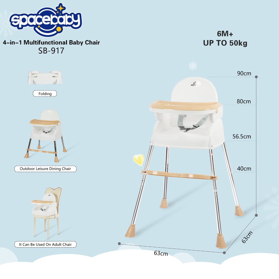 Spacebaby SB 917 925 Baby Chair 4 IN 1 Booster Baby Seat 4IN1 SB917 SB925 Space Baby High Chair Kursi Makan Anak Bayi 4IN1 SB918 SB 918 SB919 SB 919