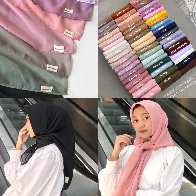 DAILY HIJAB POLLYACATTON PREMIUM / HIJAB SEGIEMPAT BELLA PREMIUM