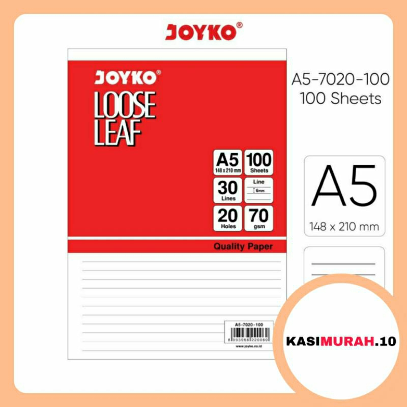 

Isi Binder A5 100Pcs Joyko / Kertas Binder Big Boss A5 100Pcs / Isi Binder