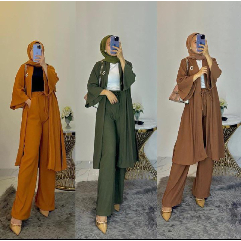 set cardi kulot hanover setelan celana wanita outer wanita