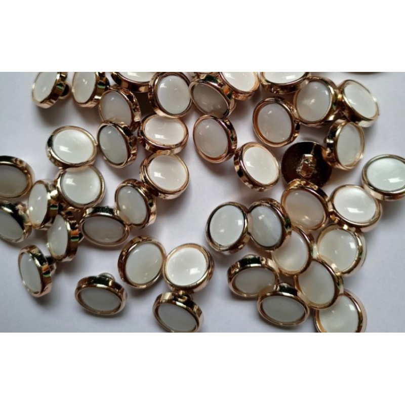 Kancing Baju Mutiara  isi 400- Kancing Jamur Mutiara Gold 11 MM