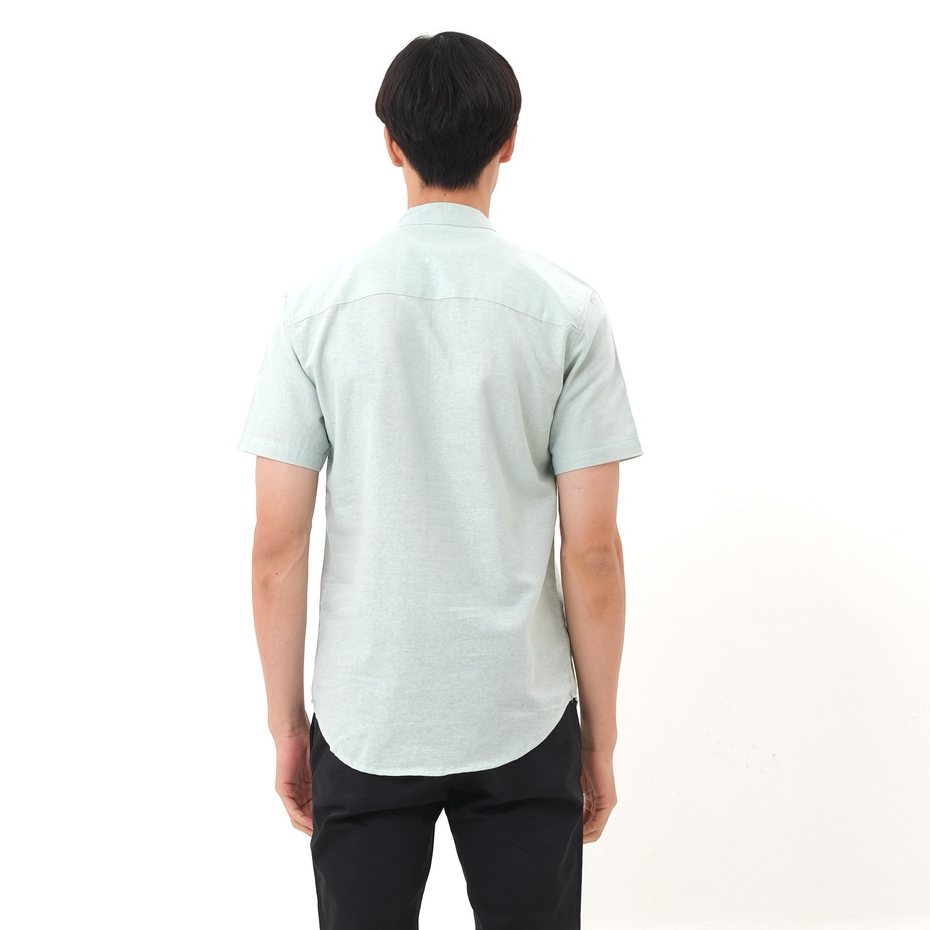 SANVANINA Kemeja Koko Shanghai Pria Slim Fit Lengan Pendek Mint Green - E-1424K