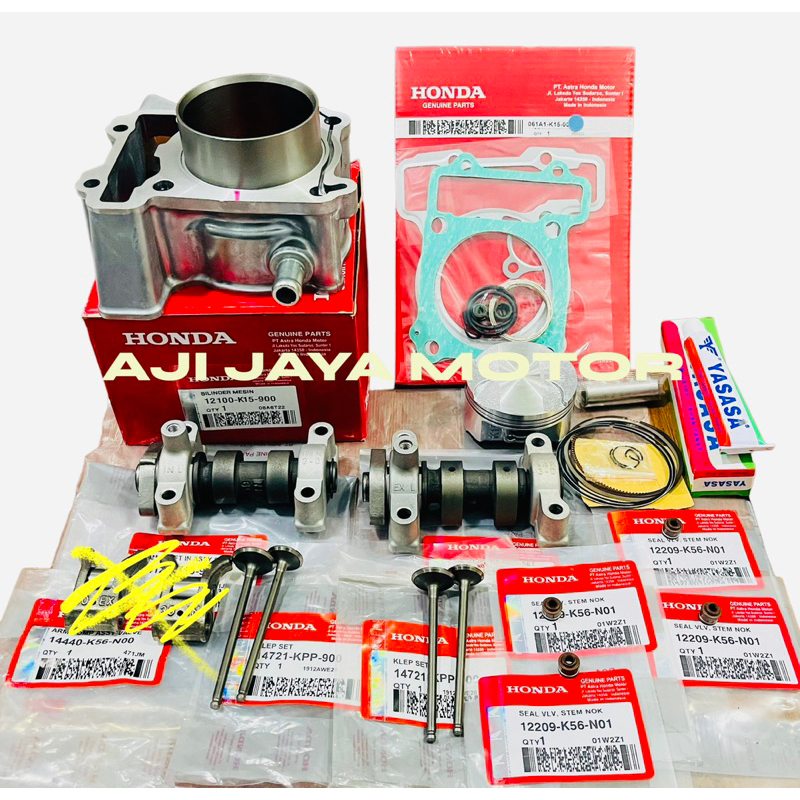 PAKET BLOK SEHER K15 + NOKEN AS + KLEP SET CB 150R OLD CBR 150R LAMA FREE TOP SET DAN LEM