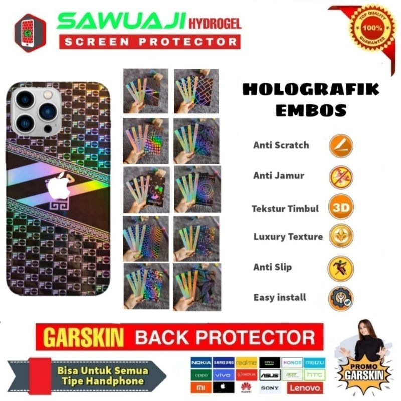 Garskin Back Protector Embos Holografik Skin Antijamur Poco C40/Poco M5/M4 Pro/M3 Pro 5G/M3/Poco F1/