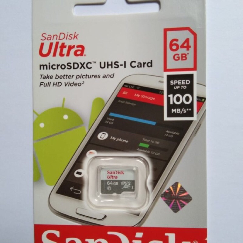 Memory Card MIcro SD Sandisk Ultra Class 10 64GB 100MB/s Memori Card