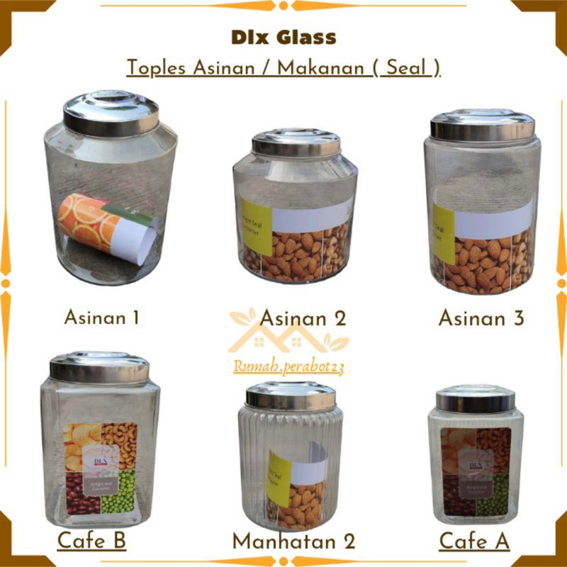 DLX Glass Toples Kaca Toples Asinan 1 2 3 ( 8 10 15 Liter ) Toples Kaca Kotak Segi Toples / Toples